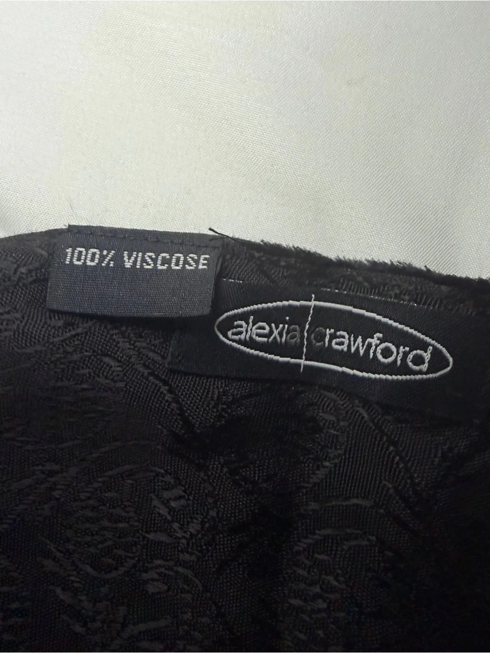 Alexis Crawford Flora Embroidered Black Velvet Whimsical Scarf